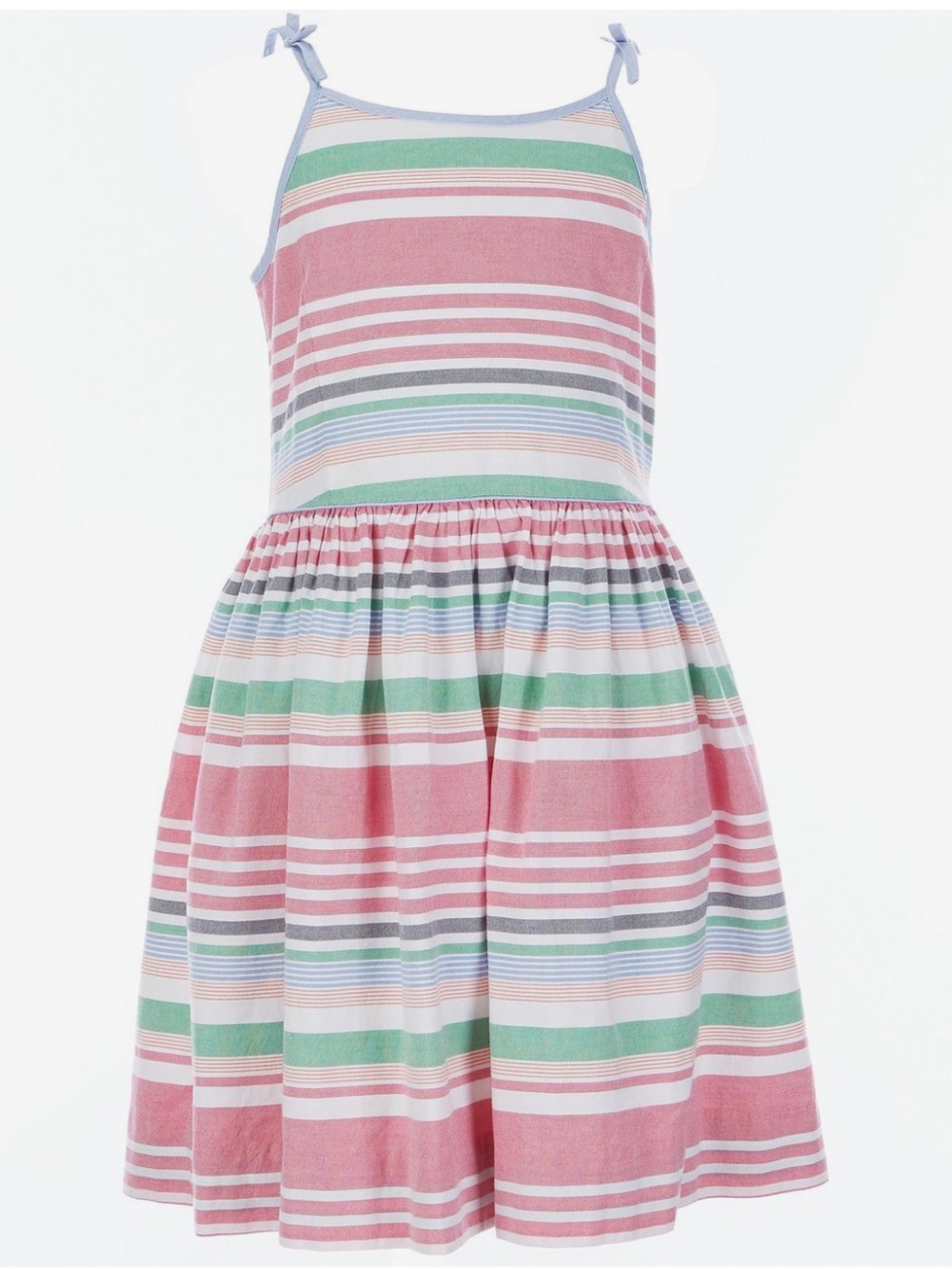Polo Ralph Lauren Girls' Pink Striped Tie-Shoulder Sundress Size 8